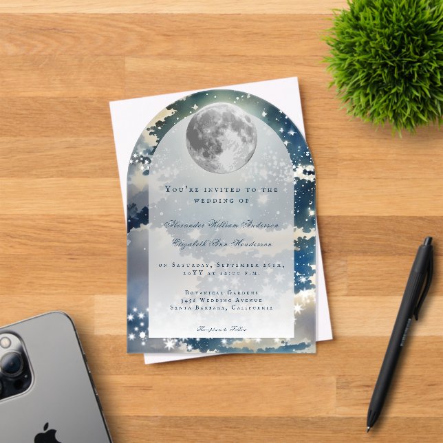 Invitations En Acrylique Mariage lunaire de nuit (Insitu (Carte d'invitation))
