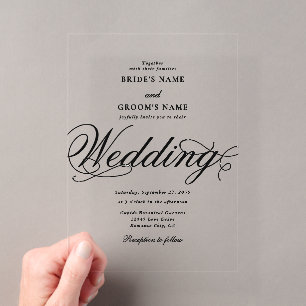 Invitations En Acrylique Mariage Luxueux Élégant en Acrylique Claire