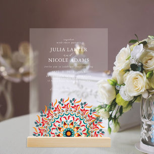 Invitations En Acrylique Mariage Mandala Élégance Festival Majestueux Royal