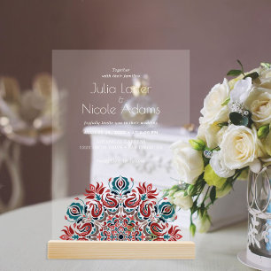 Invitations En Acrylique Mariage Mandala Fleurs de Lotus Oiseaux Cygne Chuc