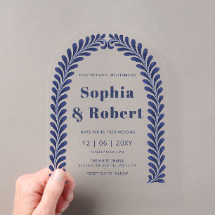 Invitations En Acrylique Mariage mexicain Blue Talavera