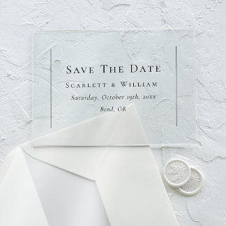 Invitations En Acrylique Mariage minimal traditionnel simple Enregistrer la