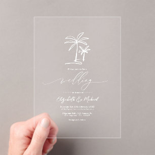 Invitations En Acrylique Mariage Minimaliste Côté Palmier Chic
