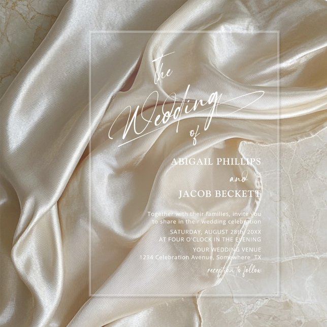 Invitations En Acrylique Mariage minimaliste moderne (Créateur téléchargé)