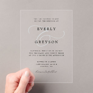 Invitations En Acrylique Mariage minimaliste moderne