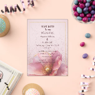 Invitations En Acrylique Mariage minimaliste moderne rose et or