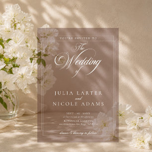 Invitations En Acrylique Mariage minimaliste simple brun ivoire classique