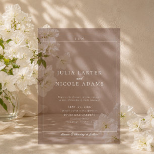 Invitations En Acrylique Mariage minimaliste simple brun ivoire classique