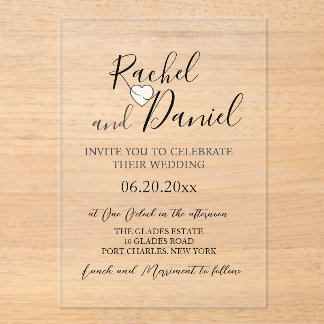 Invitations En Acrylique Mariage moderne
