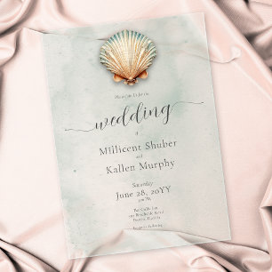Invitations En Acrylique Mariage Moderne Aquatique Coquillages Côtiers
