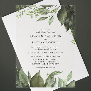 Invitations En Acrylique Mariage Moderne aux Feuilles d'Eucalyptus Sophisti