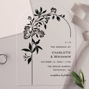 Invitations En Acrylique Mariage Moderne avec Arche Botanique Noire