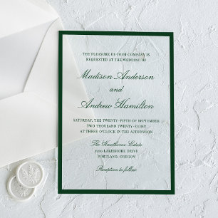 Invitations En Acrylique Mariage Moderne avec Bordure Verte