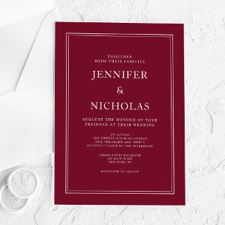 Invitations En Acrylique Mariage Moderne Élégant Formel Rouge Bourgogne