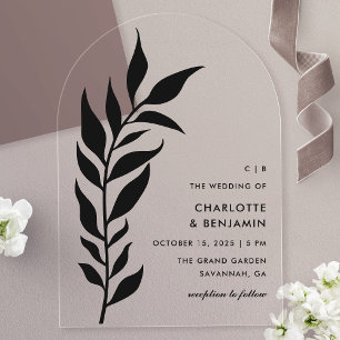 Invitations En Acrylique Mariage Moderne en Acrylique à Arche de Feuille No