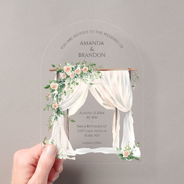Invitations En Acrylique Mariage moderne et élégant (In situ (ordinateur de poche))