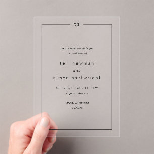 Invitations En Acrylique Mariage Moderne Intemporel Enregistrer la Date