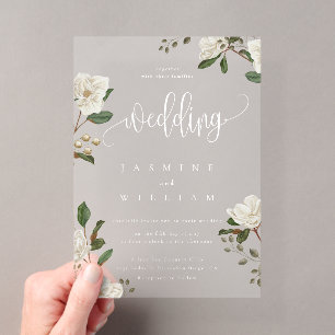 Invitations En Acrylique Mariage moderne Magnolia
