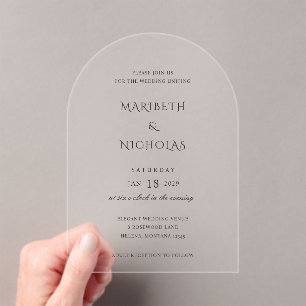 Invitations En Acrylique Mariage moderne noir et blanc