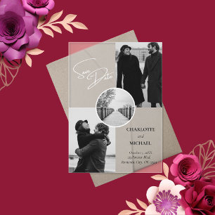 Invitations En Acrylique Mariage Moderne Photo Noir & Blanc Save The Date
