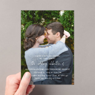 Invitations En Acrylique Mariage moderne photo noir et blanc chic