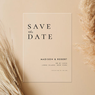 Invitations En Acrylique Mariage moderne simple Enregistrer la date