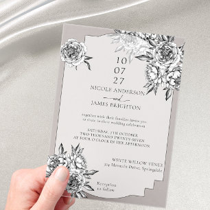 Invitations En Acrylique Mariage moderne simple noir et blanc