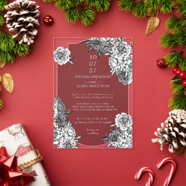 Invitations En Acrylique Mariage moderne simple noir et blanc (Insitu (vacances))