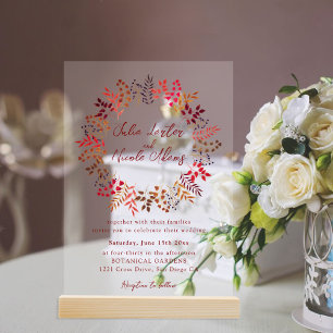 Invitations En Acrylique Mariage Moderne sur la Plage d'Océan aux Coquillag