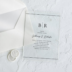 Invitations En Acrylique Mariage Monogramme de Typographie Minimaliste