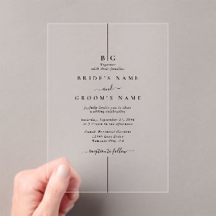Invitations En Acrylique Mariage monogramme moderne minimaliste en ligne