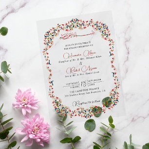 Invitations En Acrylique Mariage Musulman Floral Botanique Artistique Paisl