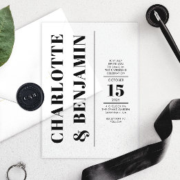 Invitations En Acrylique Mariage noir gras vertical moderne