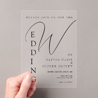 Invitations En Acrylique Mariage noir Shailene