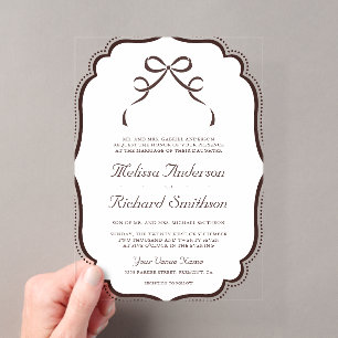 Invitations En Acrylique Mariage Noisette Espresso Coquette Nœud