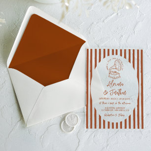 Invitations En Acrylique Mariage peint à la main en terre cuite
