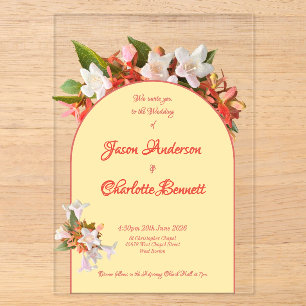 Invitations En Acrylique Mariage photo Butter Yellow & Honeysuckl
