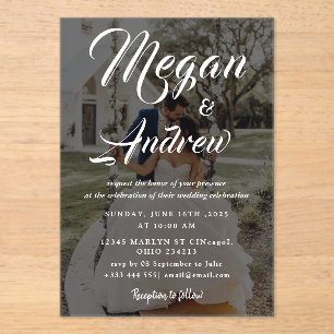 Invitations En Acrylique Mariage photo de script élégant moderne