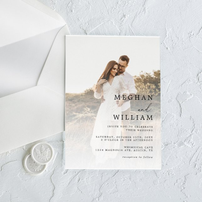 Invitations En Acrylique Mariage photo élégant QR Code (Créateur téléchargé)