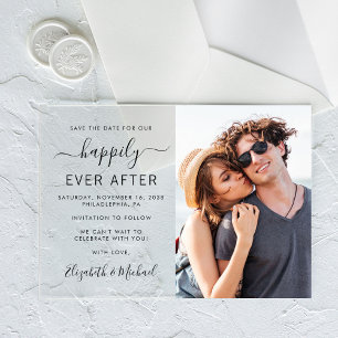 Invitations En Acrylique Mariage photo moderne Enregistrer la date