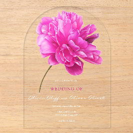 Invitations En Acrylique Mariage Pony rose clair