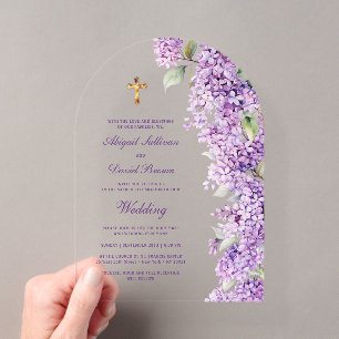 Invitations En Acrylique Mariage religieux à l'arche de lilas