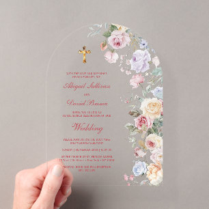 Invitations En Acrylique Mariage Religieux Arches de Roses