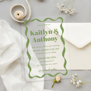 Invitations En Acrylique Mariage Rétro Ruban Coquette Courbé
