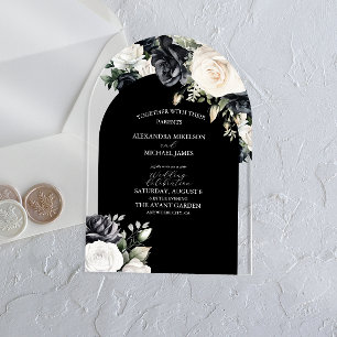 Invitations En Acrylique Mariage Romantique avec Arche Florale Monochrome