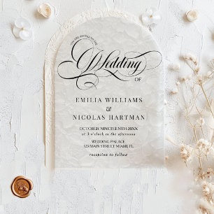 Invitations En Acrylique Mariage romantique noir et blanc