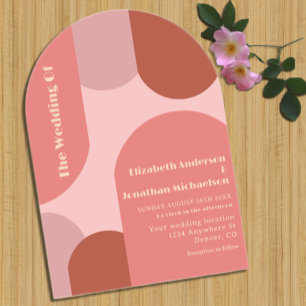 Invitations En Acrylique Mariage Rose Corail Arches Rétro