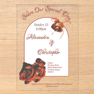 Invitations En Acrylique Mariage Rose de la paix
