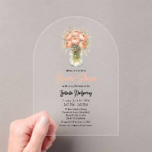 Invitations En Acrylique Mariage Rose Gold Ranunculus Pot en Grès Cérame