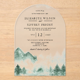 Invitations En Acrylique Mariage Rustic Pine Mountains